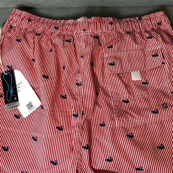 Island Haze Mens Red Stripe Ducks Swim Trunks Cruise Summer Beach New XXL - Picture 3 of 5
